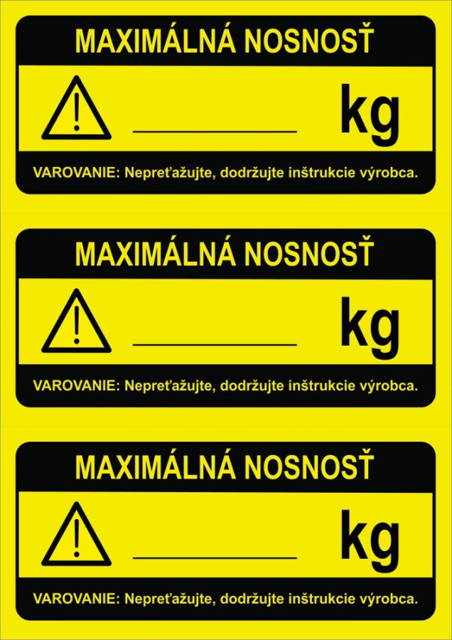 Maximálna nosnosť – univerzálna, 3 ks na hárku