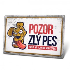 Plechová ceduľka "Pozor zlý pes"