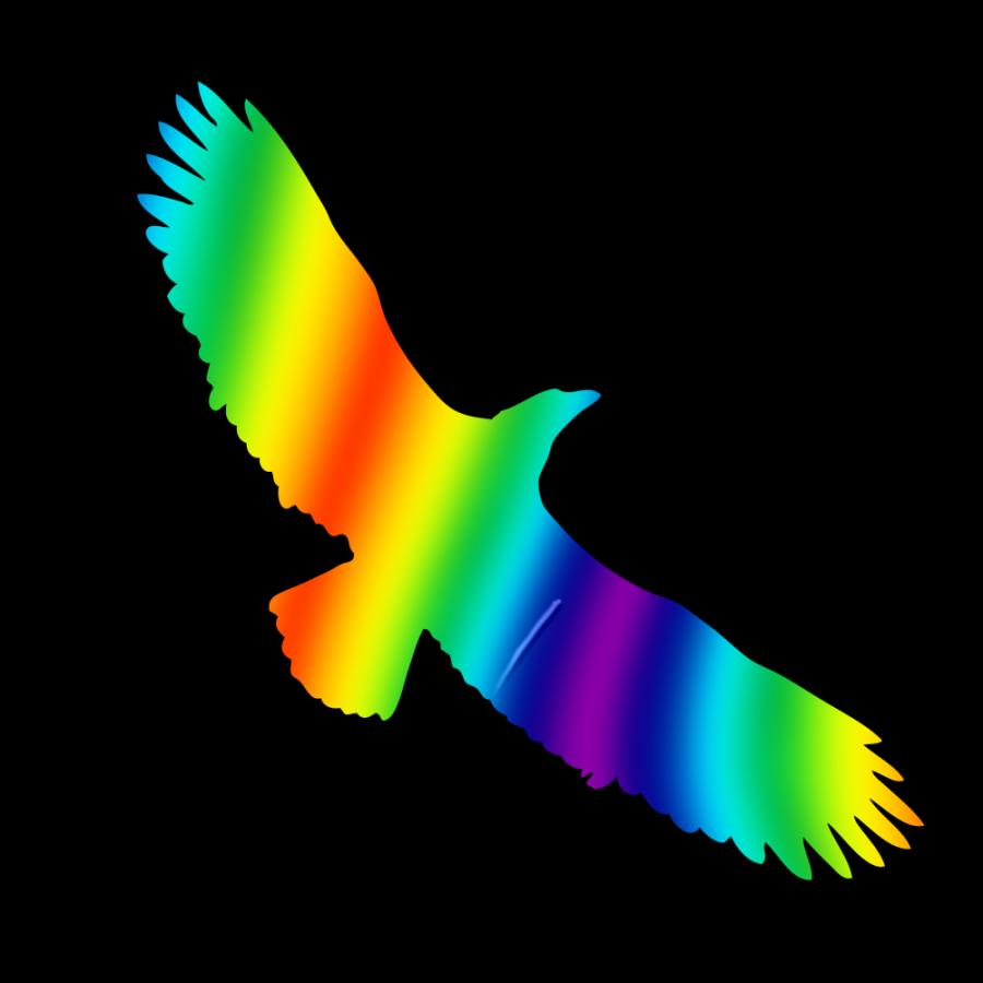 Silueta dravce z holografické fólie Fantasy rainbow, proti narážení ptáků do skla