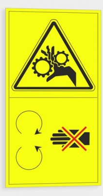 Warning - Do not reach into this area - rotating parts Danger of being pulled in