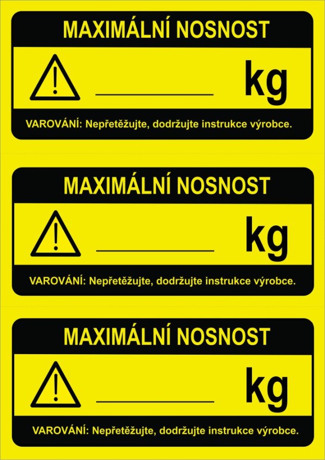 Označení regálu nosností   3 ks na archu