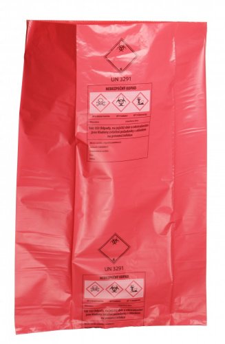 Bag for infectious waste red with print, 700x1100, 100mi, volume 120l