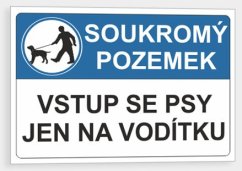 Soukromý pozemek  Vstup se psy jen na vodítku