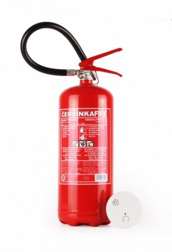 Building approval set: PA6 powder fire extinguisher BB 34A/233B/C 6 kg + smoke detector F4