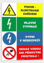 Pozor elektrické zařízení Hlavní vypínač Vypni v nebezpečí Nehas vodou ani pěnovými přístroji