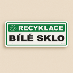 Označení tříděného odpadu - bílé sklo Samolepky a Tabulky