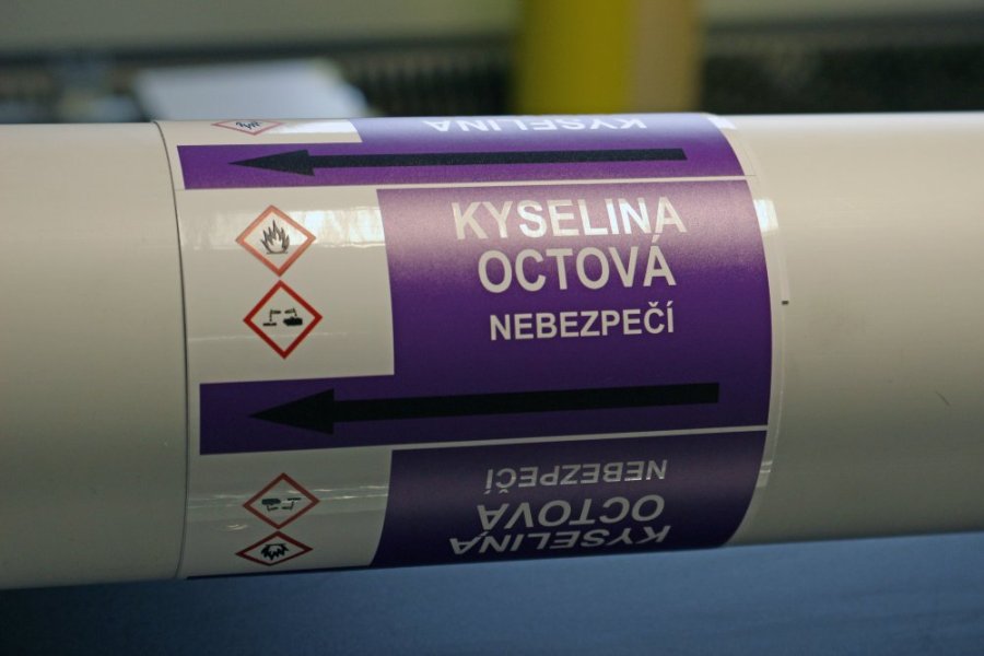 Páska na značení potrubí Signus M25 - KYSELINA OCTOVÁ