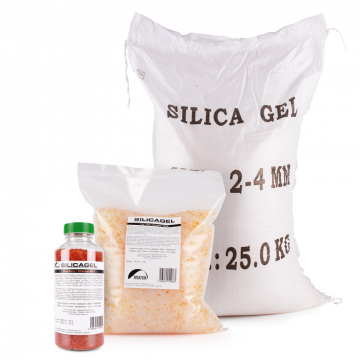 Silica gel in bottles and bags