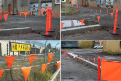 Traffic delineator, red flag