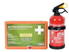 Car first aid kit with fire extinguisher