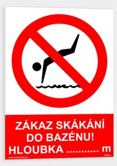Zákaz skákání do bazénu hloubka ...m