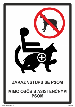 Bezpečnostné tabuľky - Zákaz vstupu so psami mimo osôb s asistenčným psom