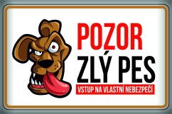 Plechová ceduľka "Pozor zlý pes"