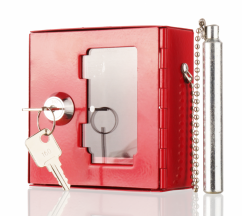 Požární krabička na klíče s kladívkem - M, 100 x 100 x 40 mm