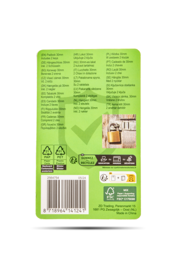 Súprava visiacich zámkov z tvrdenej ocele, 30 mm (2 ks)