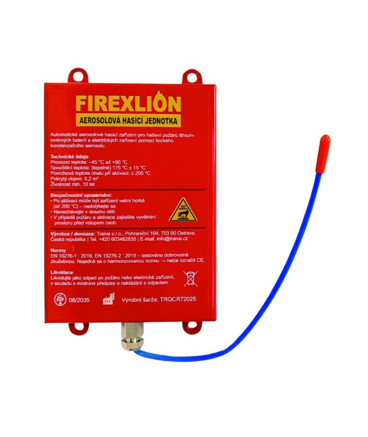 FirexLion 180 – Automatické aerosolové hasicí zařízení pro Li-ion baterie a uzavřené prostory