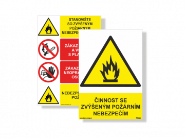 Výstražné tabuľky - nebezpečenstvo požiaru a výbuchu
