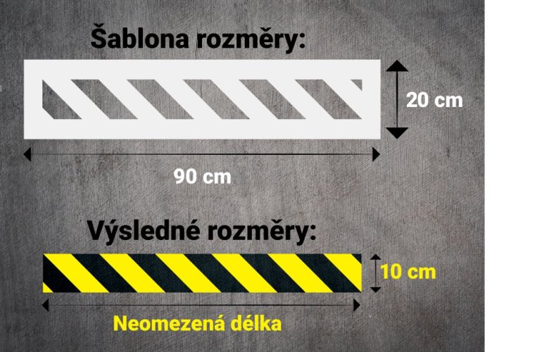 Plastic templates for yellow and black hatching