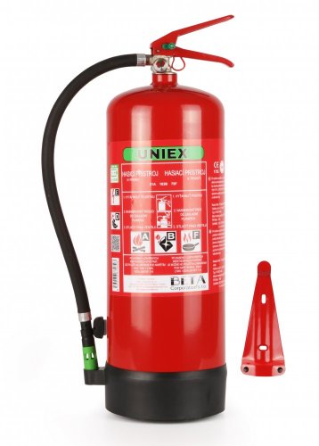 UNIEX Penový hasiaci prístroj F9 BETA WLI - 9L, na hasenie lítiových batérií