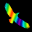 Silueta dravce z holografické fólie Fantasy rainbow, proti narážení ptáků do skla