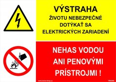 Kombinácia, Výstraha - životu nebezpečné dotýkať sa elektrických zariadení
