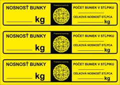 Označenie regálu – nosnosť bunky, 3 ks na hárku