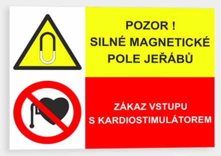 Pozor! Silné magnetické pole jeřábů