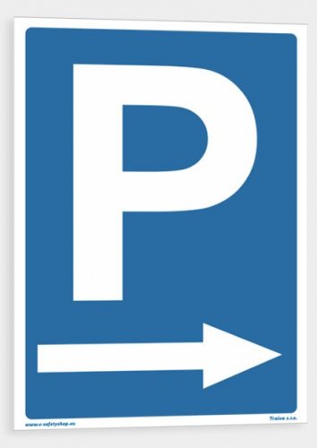 Sign marking the parking space on the right