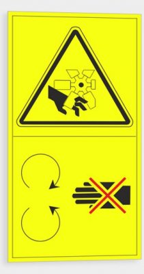 Výstraha - Nebezpečí useknutí prstů nebo ruky Neodstraňuj kryt pokud je stroj v běhu