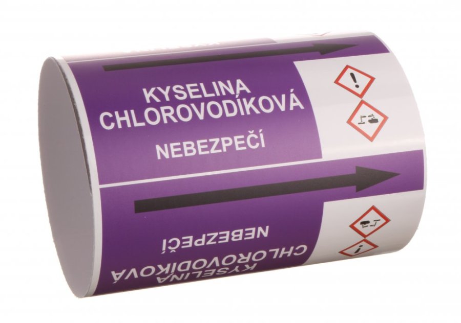Páska na značení potrubí Signus M25 - KYSELINA CHLOROVODÍKOVÁ