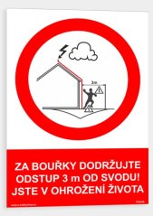 Za bouřky dodržujte odstup 3m od svodu