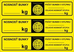 Označenie regálu – nosnosť bunky, 3 ks na hárku