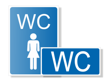 Tabulky pro označení toalety, WC - Varianty - Samolepící fotoluminiscenční označení WC vozíčkář (140 x 135 mm) - kód: 24593
