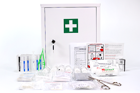 Wall mounted metal first aid kit II with basic kit