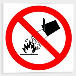 Do not extinguish with water - SYMBOL