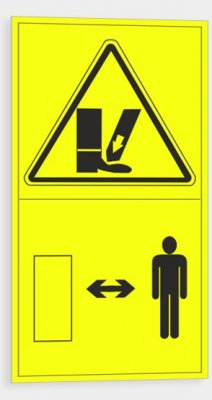 Warning - Risk of foot injury Keep a safe distance