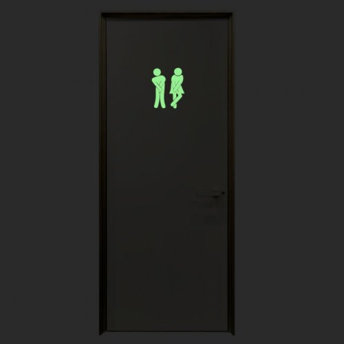 Self-adhesive Photoluminescent toilet sign - men & women
