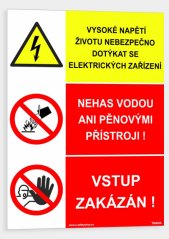 VYSOKÉ NAPĚTÍ Životu nebezpečno dotýkat se elektrických zařízení