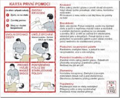 Karta první pomoci tabulka s pokyny ČESKO