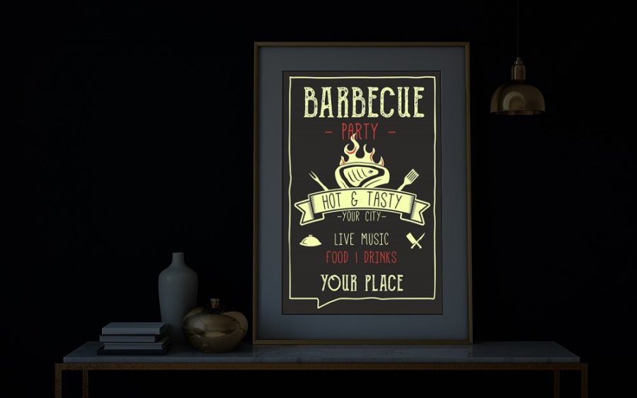 Obrázok svietiaci v tme - Motív BARBECUE