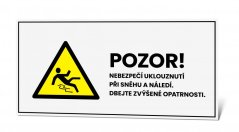 Nebezpečí uklouznutí při sněhu a náledí, plast 3 mm, rozměr 210 X 420 mm