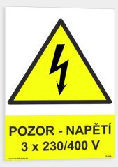 Pozor napětí 3 x 230/400 V