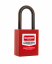 Bezpečnostní visací zámek, plastový červený, 38 mm - 2 klíče, LOCK OUT - TAG OUT