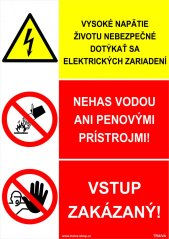 Kombinácia - Vysoké napätie životu nebezpečné dotýkať sa elektrických zariadení