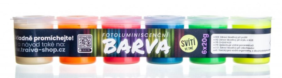 Svítící akrylová barva, sada 6 barev LumiSafe™ Hi-Glow