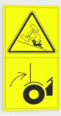 Warning - Risk of the machine tipping over on a slope Secure the ROPS in safe position