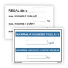 Označení nosnosti regálů a podlah
