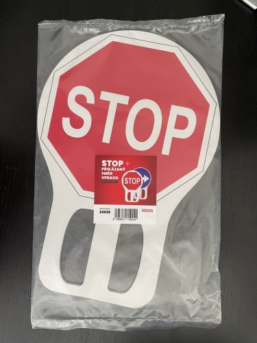 Portable traffic STOP sign - VEHICULAR TRAFFIC MUST TURN RIGHT