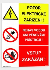 POZOR ELEKTRICKÉ ZAŘÍZENÍ! NEHAS VODOU ANI PĚNOVÝMI PŘÍSTROJI! VSTUP ZAKÁZÁN!