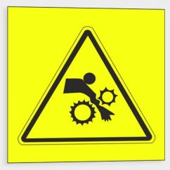 Danger - Moving machinery. Risk of trapped hand